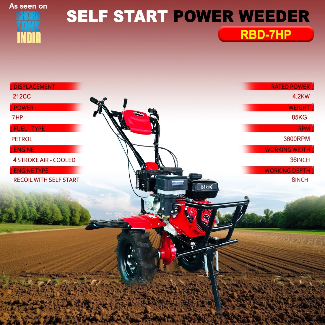 RBD 7 HP Self Start Power Weeder RBD 7 HP Self Start Power Weeder