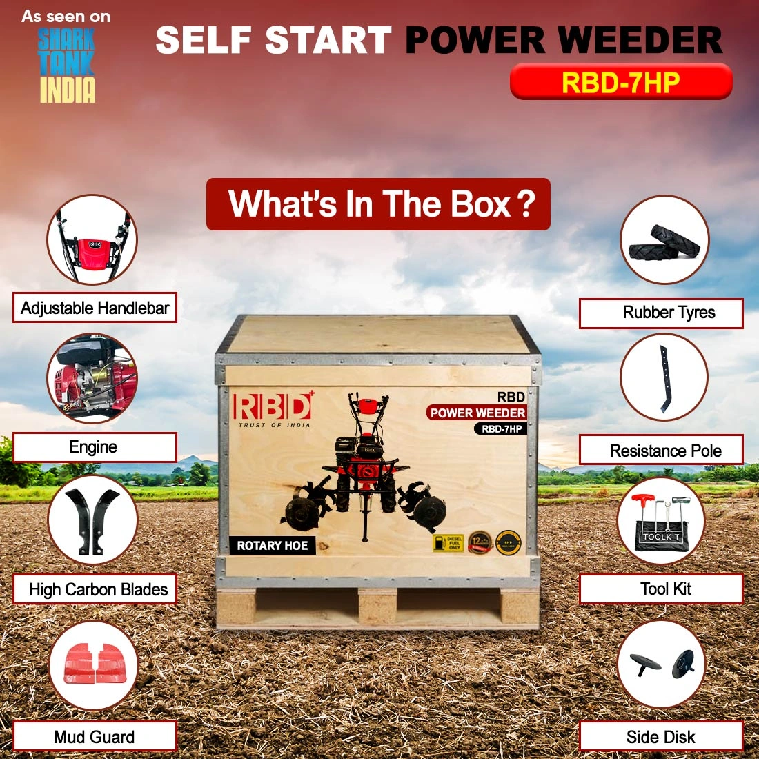 RBD 7 HP Self Start Power Weeder RBD 7 HP Self Start Power Weeder