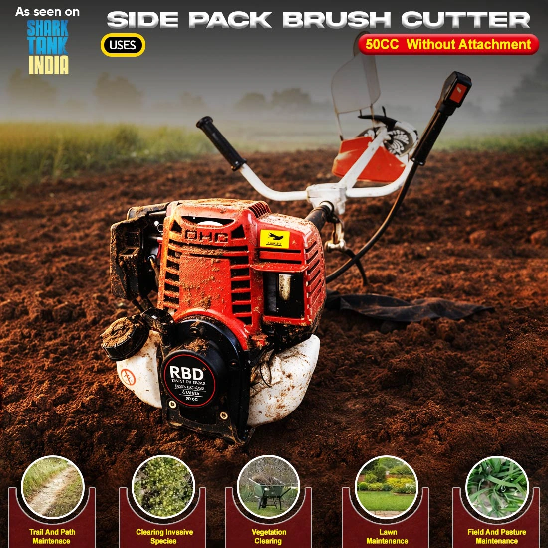 RBD 50cc Side Pack Brush Cutter Without Attachments RBD 50cc Side Pack Brush Cutter Without Attachments