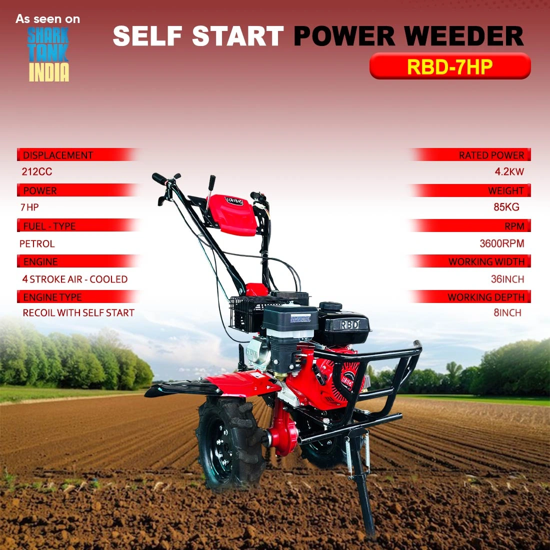 RBD 7 HP Self Start Power Weeder RBD 7 HP Self Start Power Weeder
